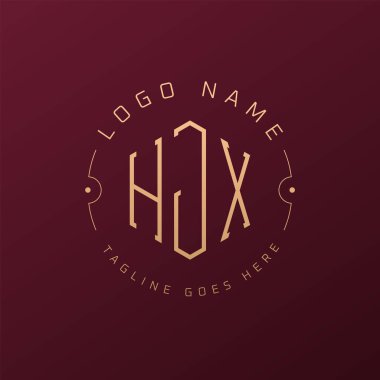 Lüks HJX Logo Tasarımı, Zarif Harf HJX Monogram Logosu. Minimalist Çokgen HJX Logo Tasarım Şablonu