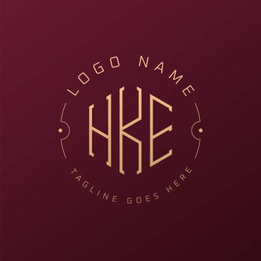 Lüks HKE Logo Tasarımı, Zarif Harf HKE Monogram Logosu. Minimalist Çokgen HKE Logo Tasarım Şablonu