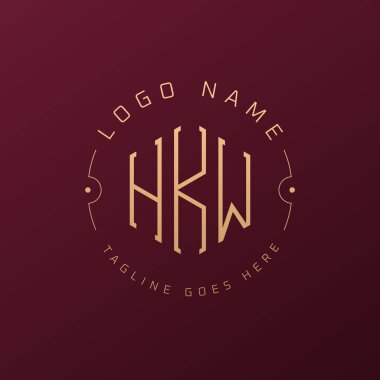 Lüks HKW Logo Tasarımı, Zarif Harf HKW Monogram Logosu. Minimalist Çokgen HKW Logo Tasarım Şablonu