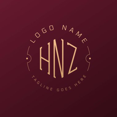 Lüks HNZ Logo Tasarımı, Zarif Harf HNZ Monogram Logosu. Minimalist Çokgen HNZ Logo Tasarım Şablonu