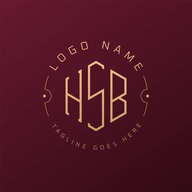 Lüks HSB Logo Tasarımı, Zarif Harf HSB Monogram Logosu. Minimalist Çokgen HSB Logo Tasarım Şablonu