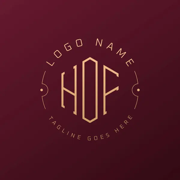 Lüks HOF logo tasarımı, Zarif Harf Hof Monogram Logosu. Minimalist Çokgen HOF Logo Tasarım Şablonu