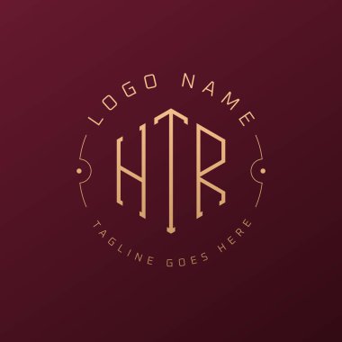 Lüks HTR Logo Tasarımı, Zarif Harf HTR Monogram Logosu. Minimalist Çokgen HTR Logo Tasarım Şablonu