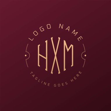 Lüks HXM Logo Tasarımı, Zarif Harf HXM Monogram Logosu. Minimalist Çokgen HXM Logo Tasarım Şablonu