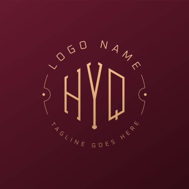 Lüks HYQ Logo Tasarımı, Zarif Harf HYQ Monogram Logosu. Minimalist Çokgen HYQ Logo Tasarım Şablonu