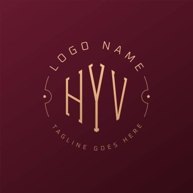 Lüks HYV Logo Tasarımı, Zarif Harf HYV Monogram Logosu. Minimalist Çokgen HYV Logo Tasarım Şablonu