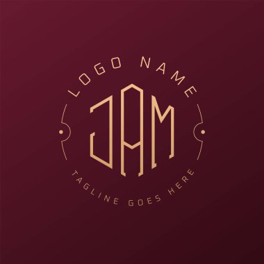 Lüks JAM Logo Tasarımı, Zarif Harf JAM Monogram Logosu. Minimalist Çokgen JAM Logo Tasarım Şablonu