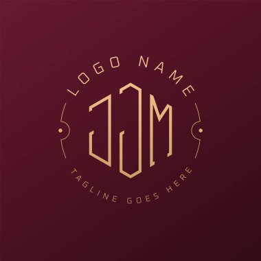 Lüks JJM Logo Tasarımı, Zarif Harf JJM Monogram Logosu. Minimalist Çokgen JJM Logo Tasarım Şablonu