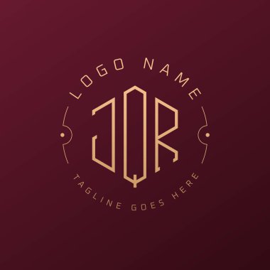 Lüks JQR Logo Tasarımı, Zarif Harf JQR Monogram Logosu. Minimalist Çokgen JQR Logo Tasarım Şablonu