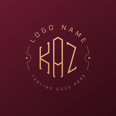 Lüks KAZ Logo Tasarımı, Zarif Zarif Harf KAZ Monogram Logosu. Minimalist Çokgen KAZ Logo Tasarım Şablonu