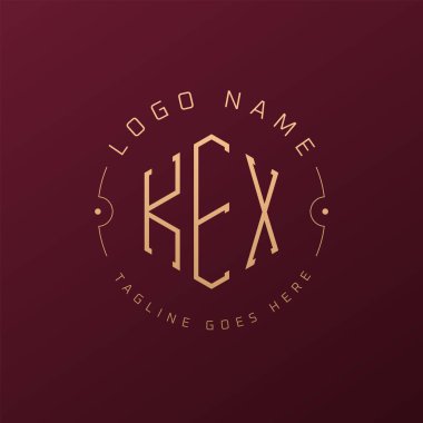 Lüks KEX Logo Tasarımı, Zarif Harf KEX Monogram Logosu. Minimalist Çokgen KEX Logo Tasarım Şablonu