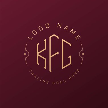 Lüks KFG Logo Tasarımı, Zarif Harf KFG Monogram Logosu. Minimalist Çokgen KFG Logo Tasarım Şablonu