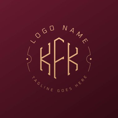 Lüks KFK Logo Tasarımı, Zarif Harf KFK Monogram Logosu. Minimalist Çokgen KFK Logo Tasarım Şablonu