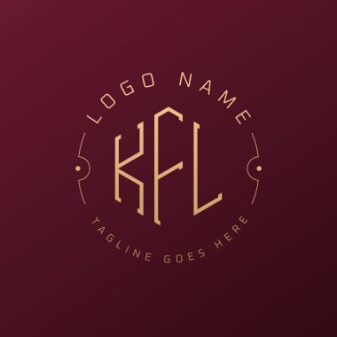 Lüks KFL Logo Tasarımı, Zarif Harf KFL Monogram Logosu. Minimalist Çokgen KFL Logo Tasarım Şablonu