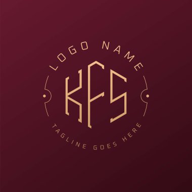 Lüks KFS Logo Tasarımı, Zarif Harf KFS Monogram Logosu. Minimalist Çokgen KFS Logo Tasarım Şablonu