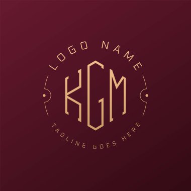 Lüks KGM Logo Tasarımı, Zarif Harf KGM Monogram Logosu. Minimalist Çokgen KGM Logo Tasarım Şablonu