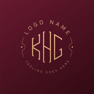 Lüks KHG Logo Tasarımı, Zarif Harf KHG Monogram Logosu. Minimalist Çokgen KHG Logo Tasarım Şablonu