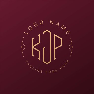 Lüks KJP Logo Tasarımı, Zarif Harf KJP Monogram Logosu. Minimalist Çokgen KJP Logo Tasarım Şablonu