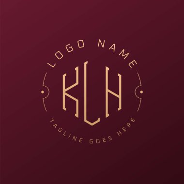 Lüks KLH Logo Tasarımı, Zarif Harf KLH Monogram Logosu. Minimalist Çokgen KLH Logo Tasarım Şablonu