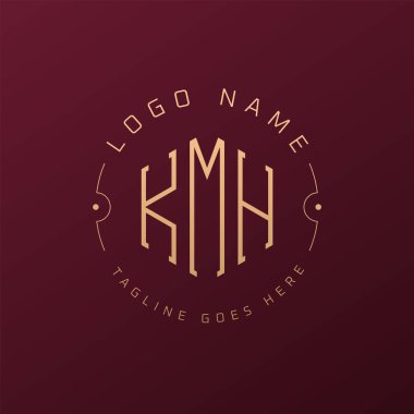 Lüks KMH Logo Tasarımı, Zarif Harf KMH Monogram Logosu. Minimalist Çokgen KMH Logo Tasarım Şablonu