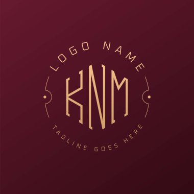 Lüks KNM Logo Tasarımı, Zarif Harf KNM Monogram Logosu. Minimalist Çokgen KNM Logo Tasarım Şablonu