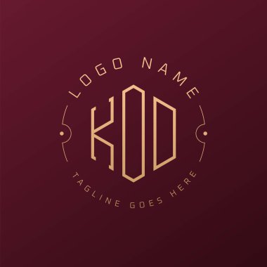 Lüks KOD Logo Tasarımı, Zarif Harf KOD Monogram Logosu. Minimalist Çokgen KOD Logo Tasarım Şablonu