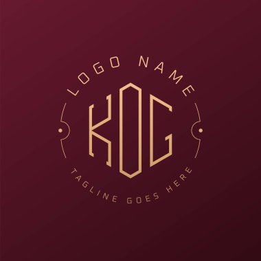 Lüks KOG Logo Tasarımı, Zarif Harf KOG Monogram Logosu. Minimalist Çokgen KOG Logo Tasarım Şablonu