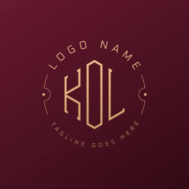 Lüks KOL Logo Tasarımı, Zarif Harf KOL Monogram Logosu. Minimalist Çokgen KOL Logo Tasarım Şablonu