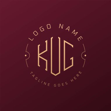 Lüks KUG Logo Tasarımı, Zarif Harf KUG Monogram Logosu. Minimalist Çokgen KUG Logo Tasarım Şablonu