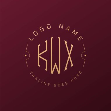 Lüks KWX Logo Tasarımı, Zarif Harf KWX Monogram Logosu. Minimalist Çokgen KWX Logo Tasarım Şablonu