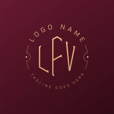 Lüks LFV Logo Tasarımı, Zarif LFV Monogram Logosu. Minimalist Çokgen LFV Logo Tasarım Şablonu