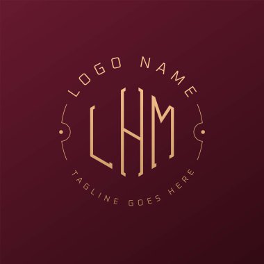 Lüks LHM Logo Tasarımı, Zarif Harf LHM Monogram Logosu. Minimalist Çokgen LHM Logo Tasarım Şablonu