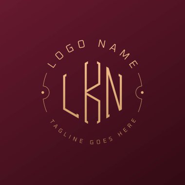 Lüks LKN Logo Tasarımı, Zarif Harf LKN Monogram Logosu. Minimalist Çokgen LKN Logo Tasarım Şablonu