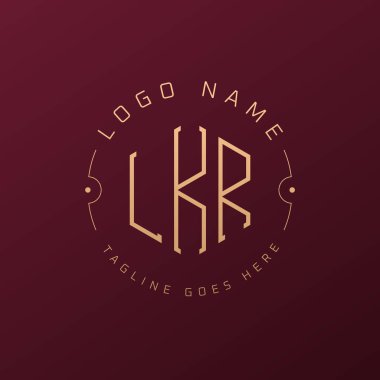 Lüks LKR Logo Tasarımı, Zarif Harf LKR Monogram Logosu. Minimalist Çokgen LKR Logo Tasarım Şablonu