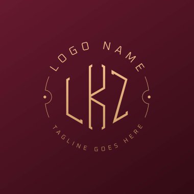 Lüks LKZ Logo Tasarımı, Zarif Harf LKZ Monogram Logosu. Minimalist Çokgen LKZ Logo Tasarım Şablonu