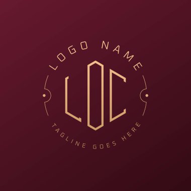 Lüks LOC Logo Tasarımı, Zarif Harf LOC Monogram Logosu. Minimalist Çokgen LOC Logo Tasarım Şablonu