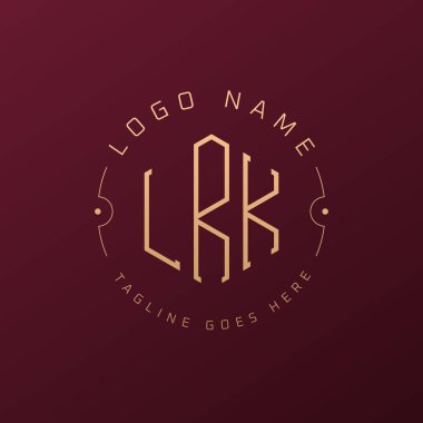 Lüks LRK Logo Tasarımı, Zarif Harf LRK Monogram Logosu. Minimalist Çokgen LRK Logo Tasarım Şablonu