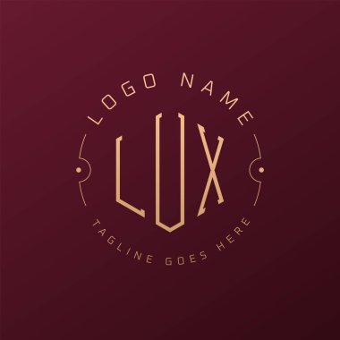 Lüks LUX Logo Tasarımı, Zarif Harf LUX Monogram Logosu. Minimalist Çokgen LUX Logo Tasarım Şablonu