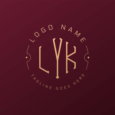 Lüks LYK Logo Tasarımı, Zarif LYK Monogram Logosu. Minimalist Çokgen LYK Logo Tasarım Şablonu