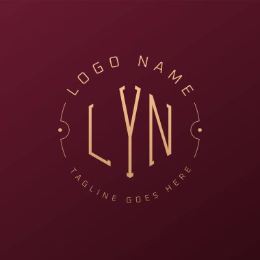 Lüks LYN Logo Tasarımı, Zarif Harf LYN Monogram Logosu. Minimalist Çokgen LYN Logo Tasarım Şablonu