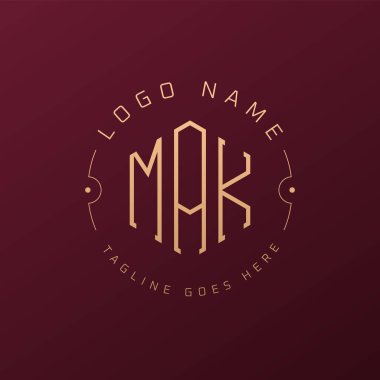 Lüks MAK Logo Tasarımı, Zarif Harf MAK Monogram Logosu. Minimalist Çokgen MAK Logo Tasarım Şablonu