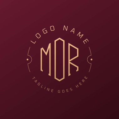 Lüks MOR Logo Tasarımı, Zarif Harf MOR Monogram Logosu. Minimalist Çokgen MOR Logo Tasarım Şablonu