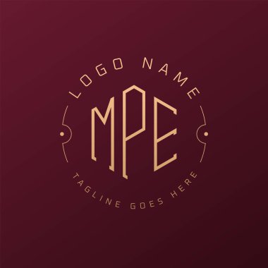 Lüks MPE Logo Tasarımı, Zarif Harf MPE Monogram Logosu. Minimalist Çokgen MPE Logo Tasarım Şablonu