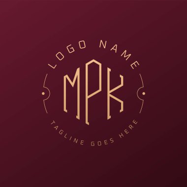 Lüks MPK Logo Tasarımı, Zarif Harf MPK Monogram Logosu. Minimalist Çokgen MPK Logo Tasarım Şablonu