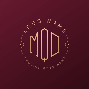 Lüks MQD Logo Tasarımı, Zarif Harf MQD Monogram Logosu. Minimalist Çokgen MQD Logo Tasarım Şablonu