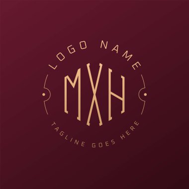 Lüks MXH Logo Tasarımı, Zarif Harf MXH Monogram Logosu. Minimalist Çokgen MXH Logo Tasarım Şablonu