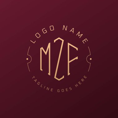 Lüks MZF Logo Tasarımı, Zarif Harf MZF Monogram Logosu. Minimalist Çokgen MZF Logo Tasarım Şablonu