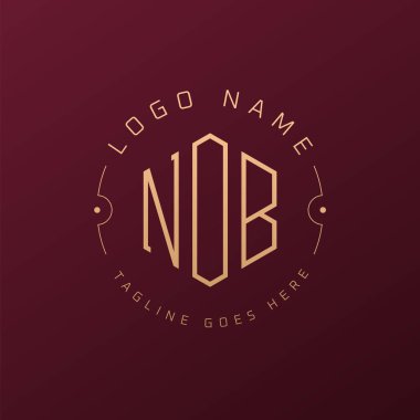 Lüks NOB Logo Tasarımı, Zarif Harf NoB Monogram Logosu. Minimalist Çokgen NOB Logo Tasarım Şablonu