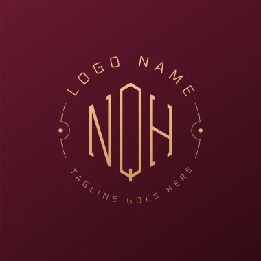 Lüks NQH Logo Tasarımı, Zarif Harf NQH Monogram Logosu. Minimalist Çokgen NQH Logo Tasarım Şablonu