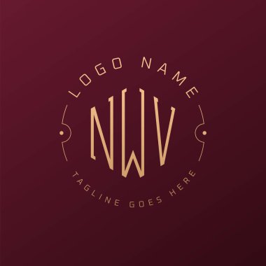 Lüks NWV Logo Tasarımı, Zarif Harf NWV Monogram Logosu. Minimalist Çokgen NWV Logo Tasarım Şablonu